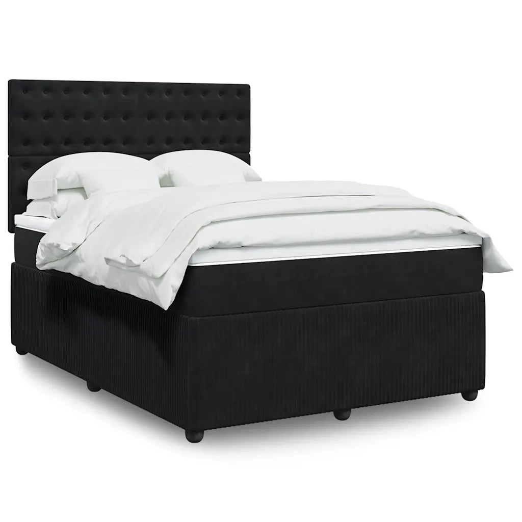 Giroletto a Molle con Materasso Nero 140x190 cm in Velluto