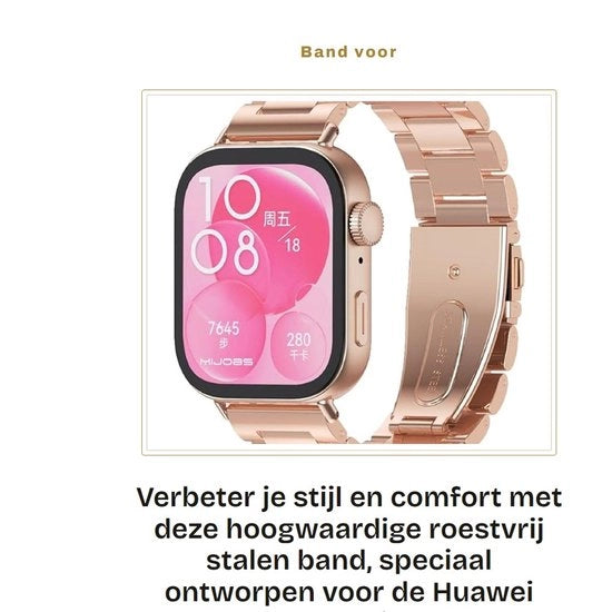 Banda per Huawei Watch Fit 3 - Acciaio inossidabile - Resistentente e leggero - Banda di ricambio - Design elegante - Adatto per uso quotidiano