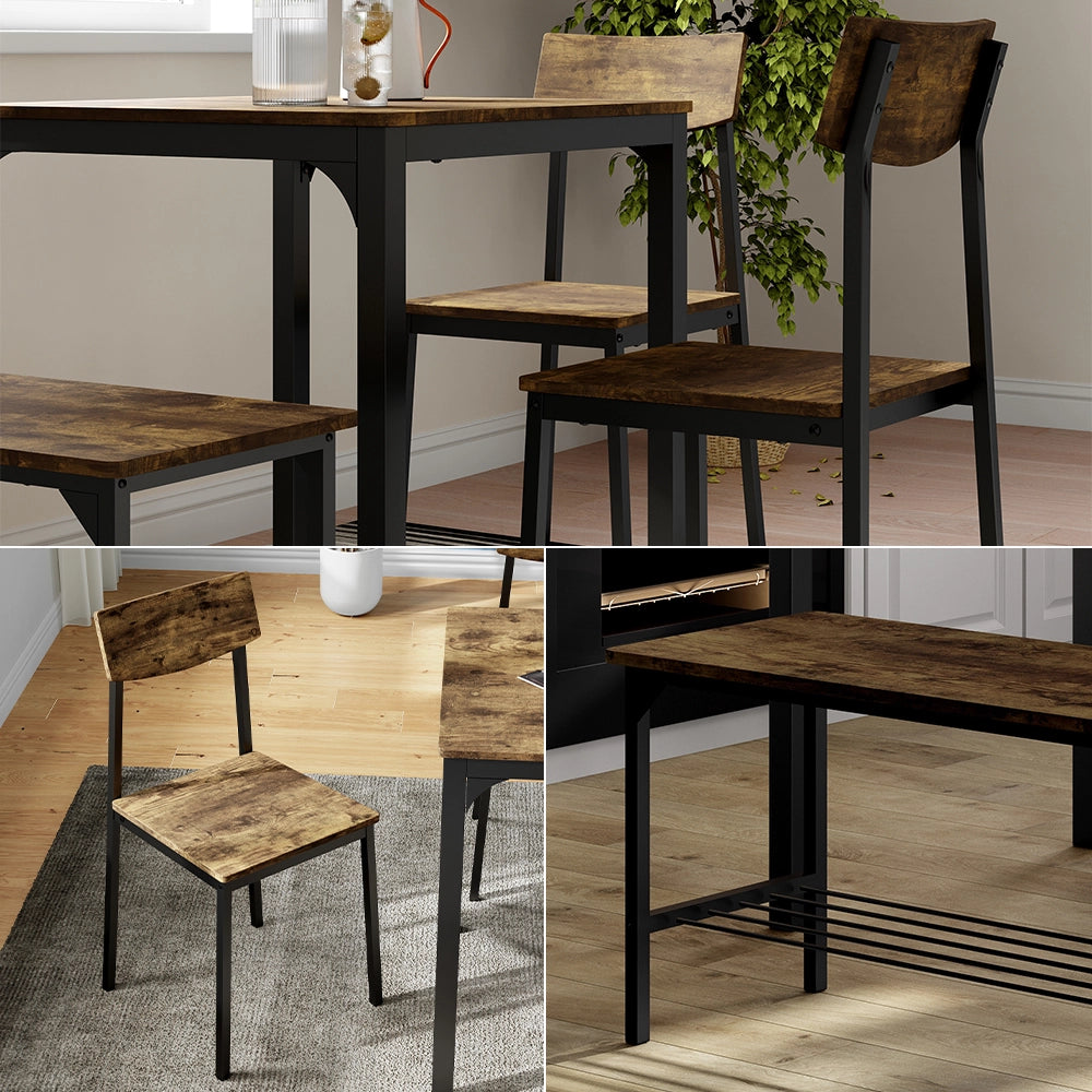 Vicco Panca e sedia Nero/quercia rustico 85 x 46 cm 3 parti
