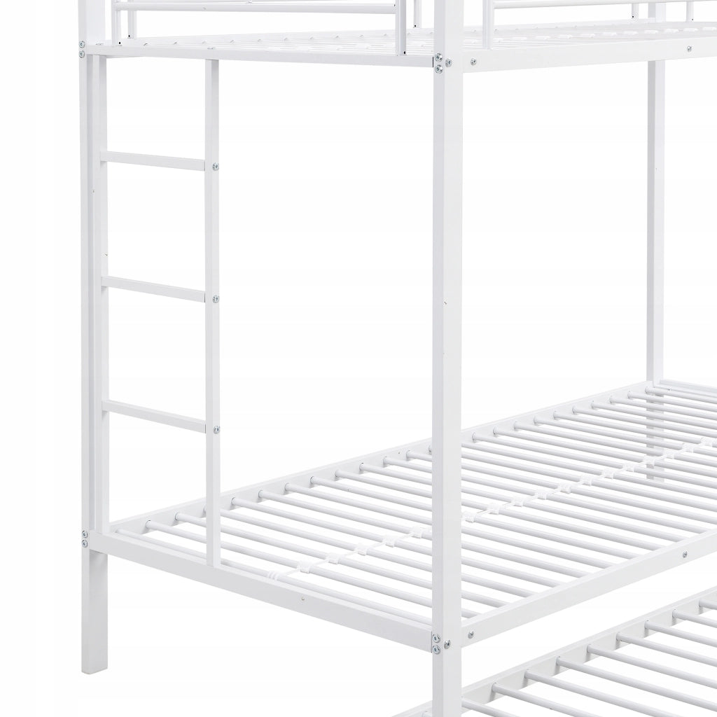 Letto a castello per bambini - Xylo - 90x200 - Bianco - Struttura in metallo estraibile