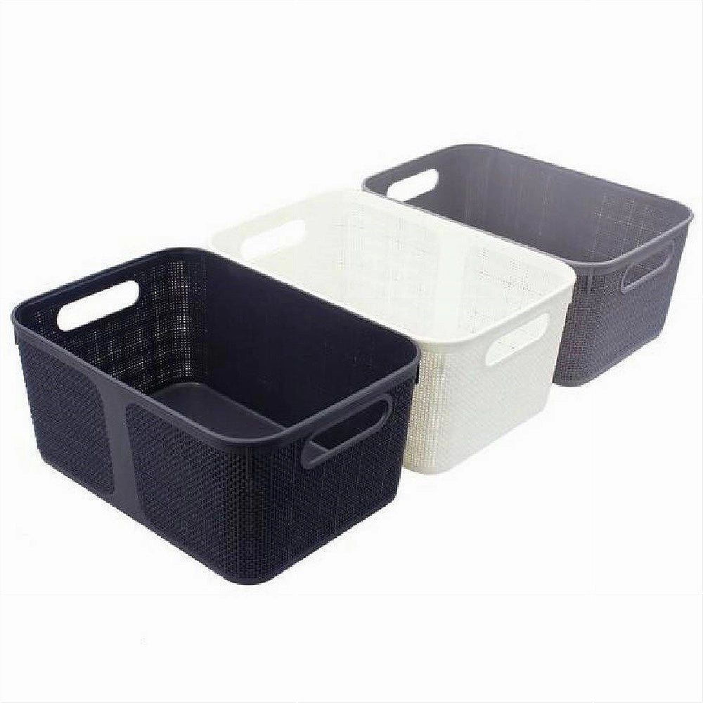 Trade Shop - Cestino Portaoggetti Organizer Rettangolare Cesto Portatutto Bagno Casa 79465 -