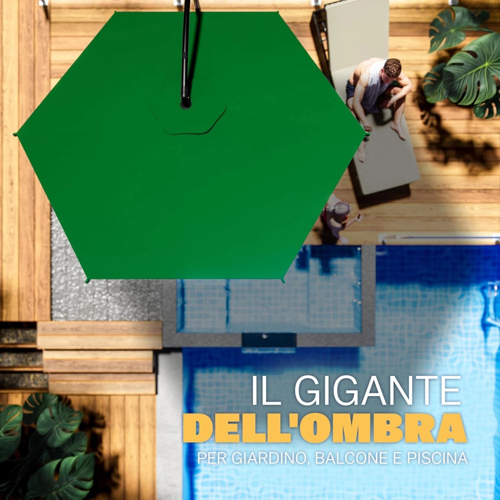 Ombrellone da Giardino Decentrato UV 50+ Regolabile 330cm Manovella Terrazzo Balcone