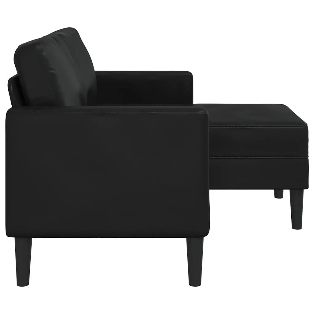 Divano a 2 posti con chaise longue a L nero 125 cm in similpelle 4107083