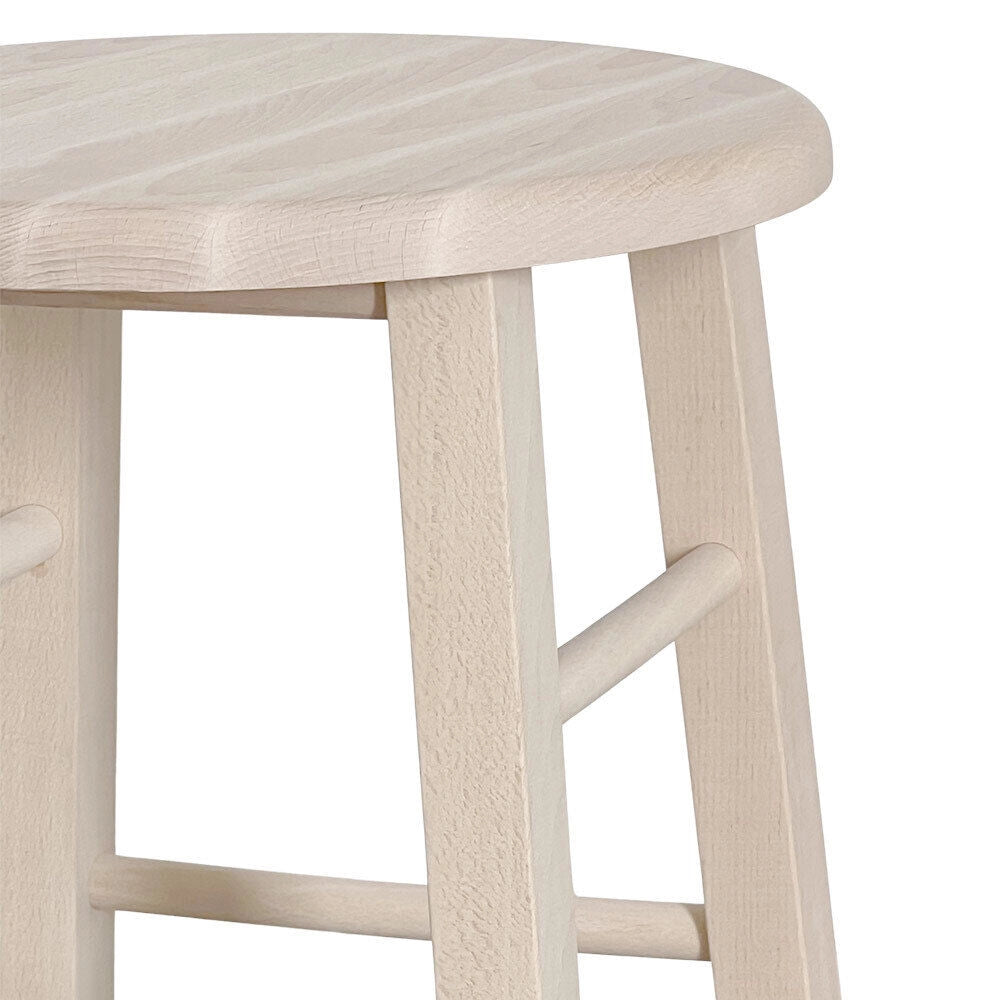 Sgabello in legno grezzo da verniciare h 47 cm con seduta rotonda e gambe dritte