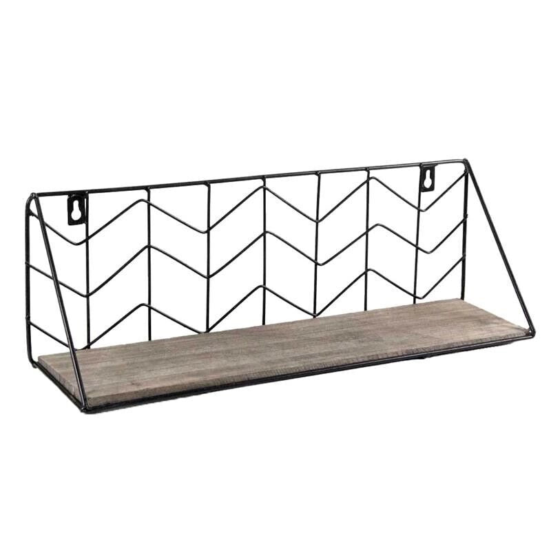 MENSOLA A PARETE CON STRUTTURA IN METALLO E LEGNO 45X12X15 CM