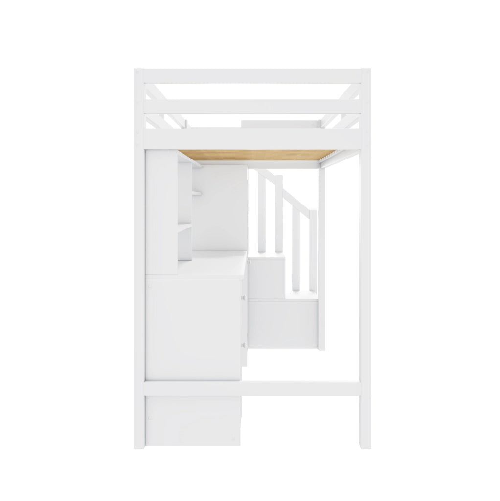 Letto a castello 90x200 cm con scrivania e armadio bianco