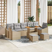 Set Divano da Giardino con cuscino 10 pcs Beige Poly Rattan 3364592