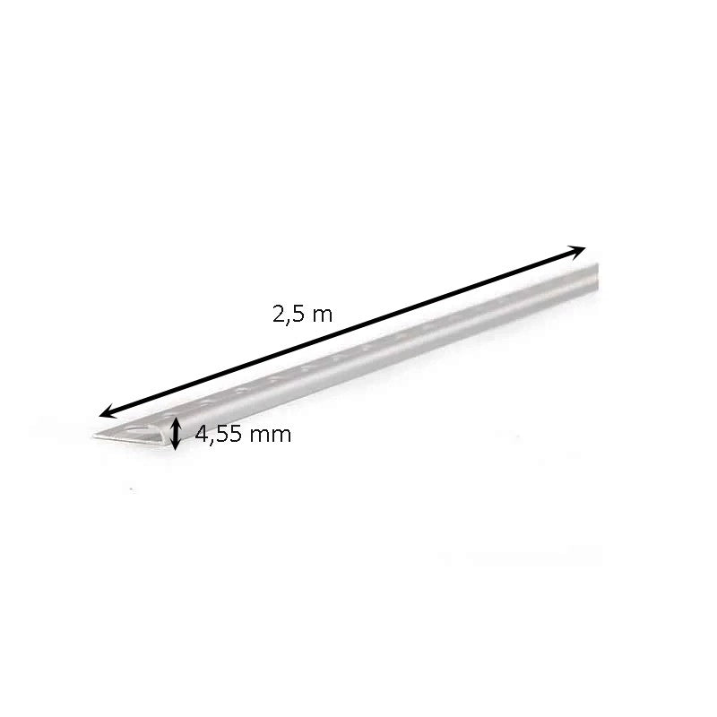 Profilo basso spessore tondo in alluminio 2,5 metri : Modello - 4,55MM COMPACT SATINATO