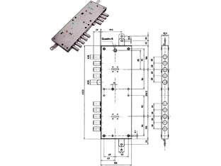SERRATURA TRIPLICE APPLICARE MULTIF. SCROCCO D/MAPPA BLINDATE 54574- - mm.63 DX (54574D) - 1 pezzi MOTTURA