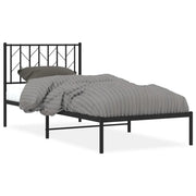 Letto singolo | Letto per adulti | Giroletto con Testiera in Metallo Nero 90x190 cm