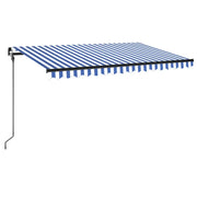 Tenda da Sole | Tenda parasole Retrattile Manuale con LED 400x300cm Blu e Bianco