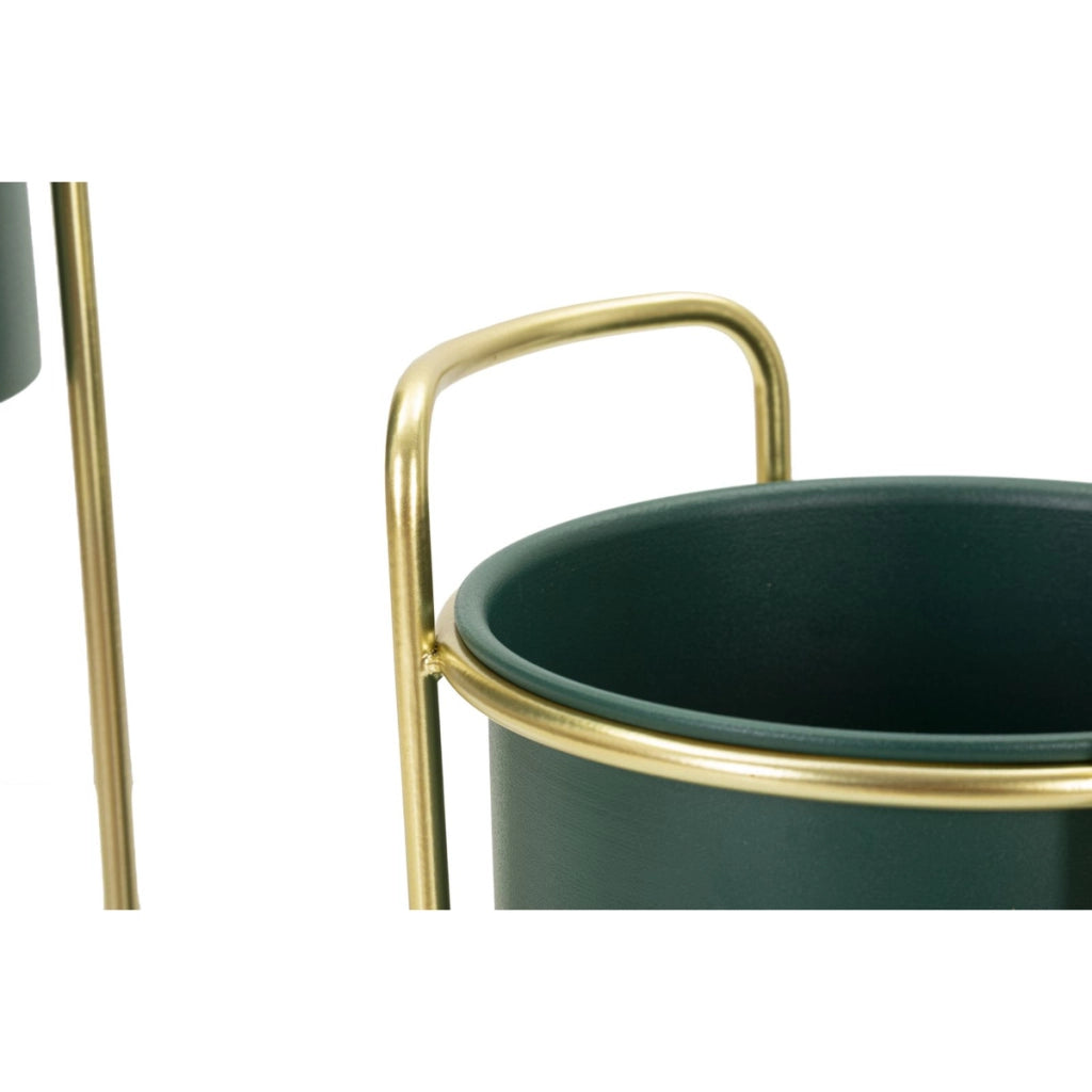 Set di 2 Vasi per Piante VKH390, Verde, Metallo, 24x24x70 cm