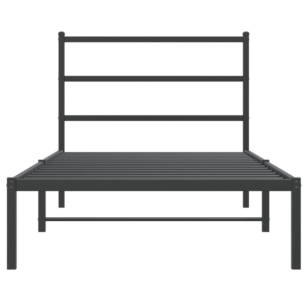 Letto singolo | Letto per adulti | Giroletto con Testiera Metallo Nero 100x200 cm