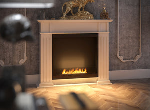 Camino a Bioetanolo da Pavimento 115x25 cm Inportal 1 Bianco con Vetro