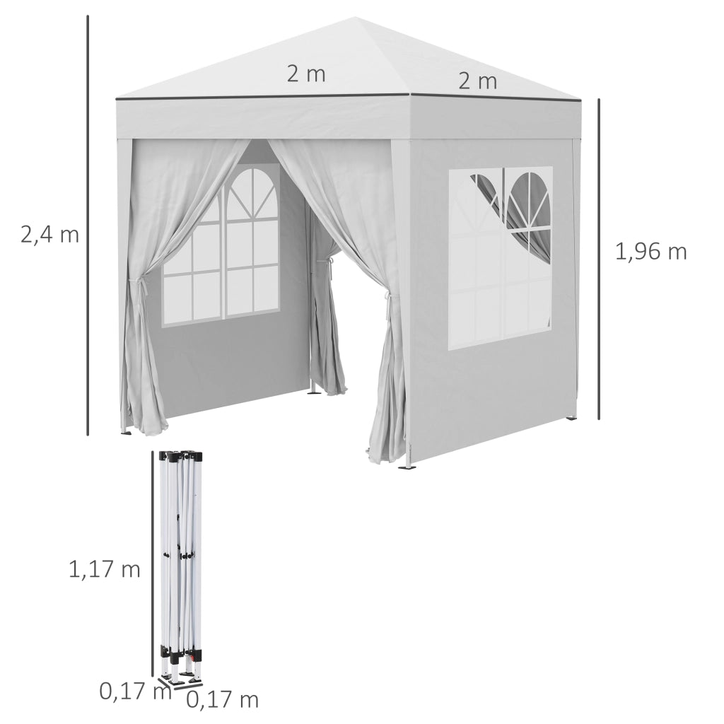 Gazebo pieghevole ¨C zephmum ¨C 2x2m bianco metallo