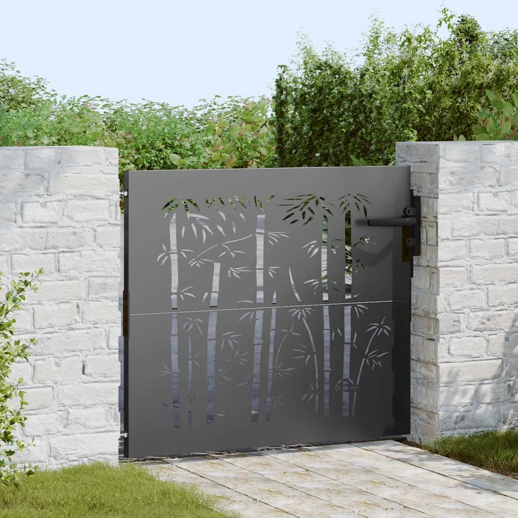 Cancello da giardino con blocco Nero 85 x 175 cm