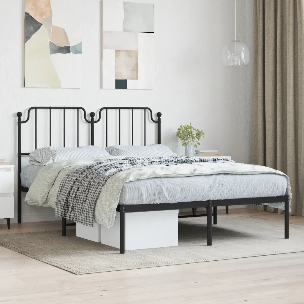 Letto matrimoniale | Letto per adulti | Giroletto con Testiera in Metallo Nero 140x190 cm