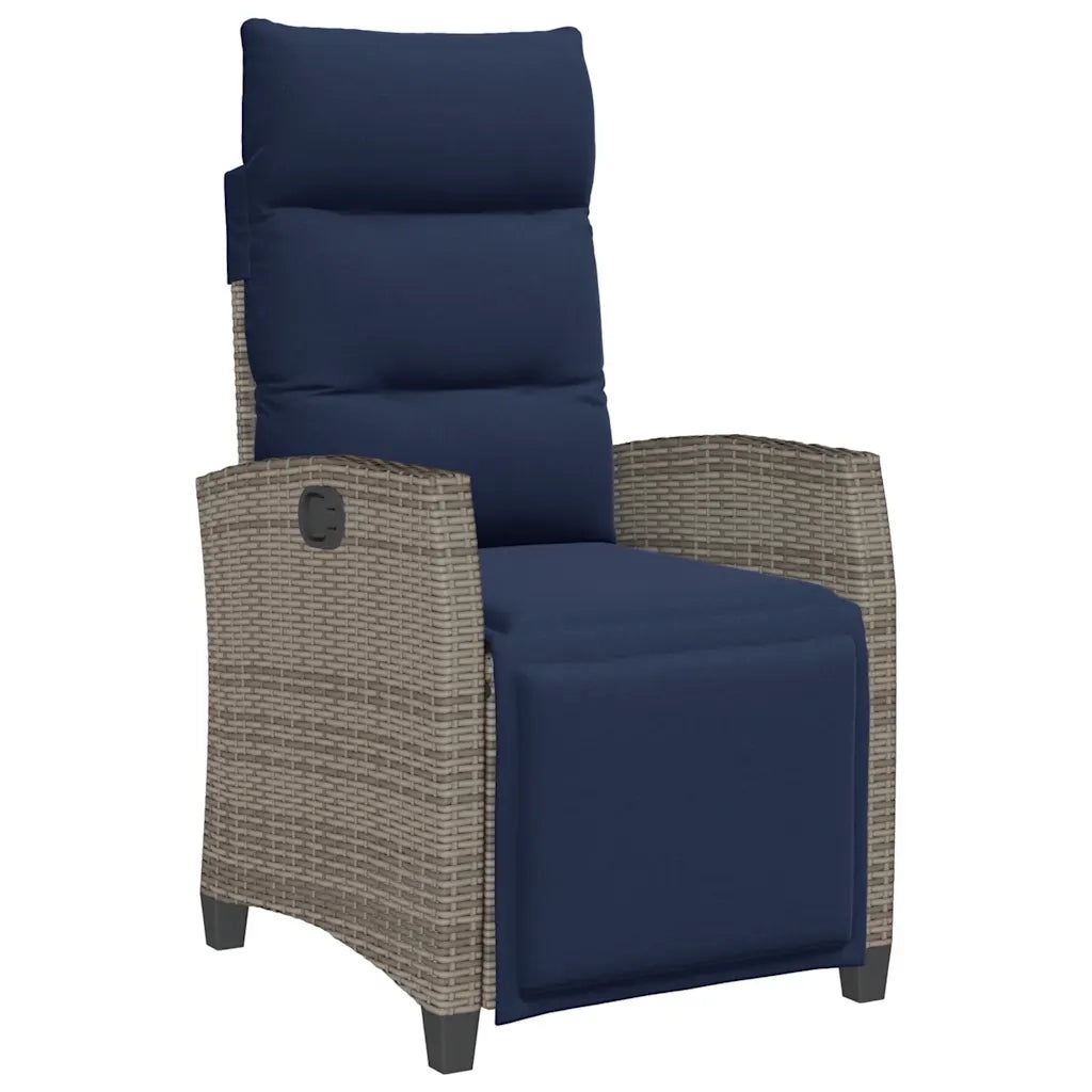 Sedia Reclinabile da Giardino con Tavolino Grigio Polyrattan 4108278