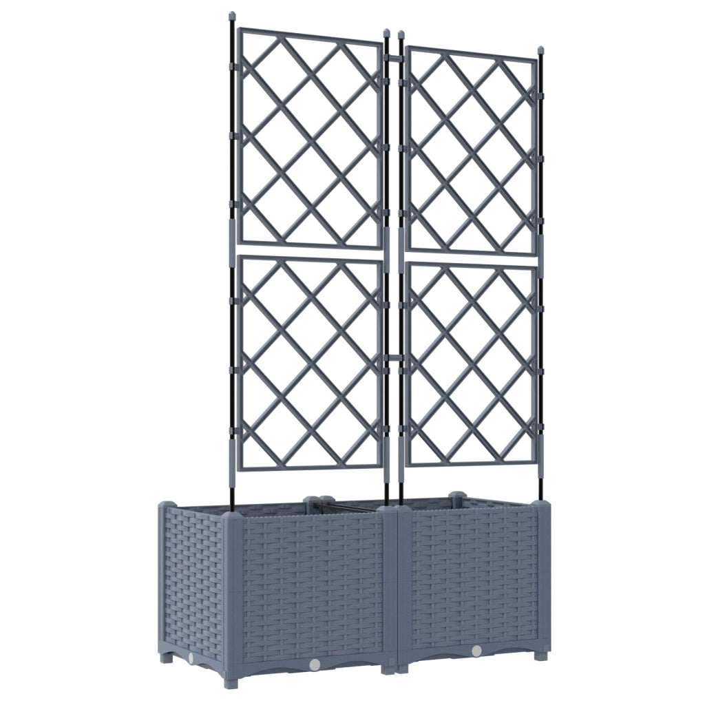 Fioriera da Giardino con Graticcio 2 pz Grigio Chiaro 80x40x143 cm