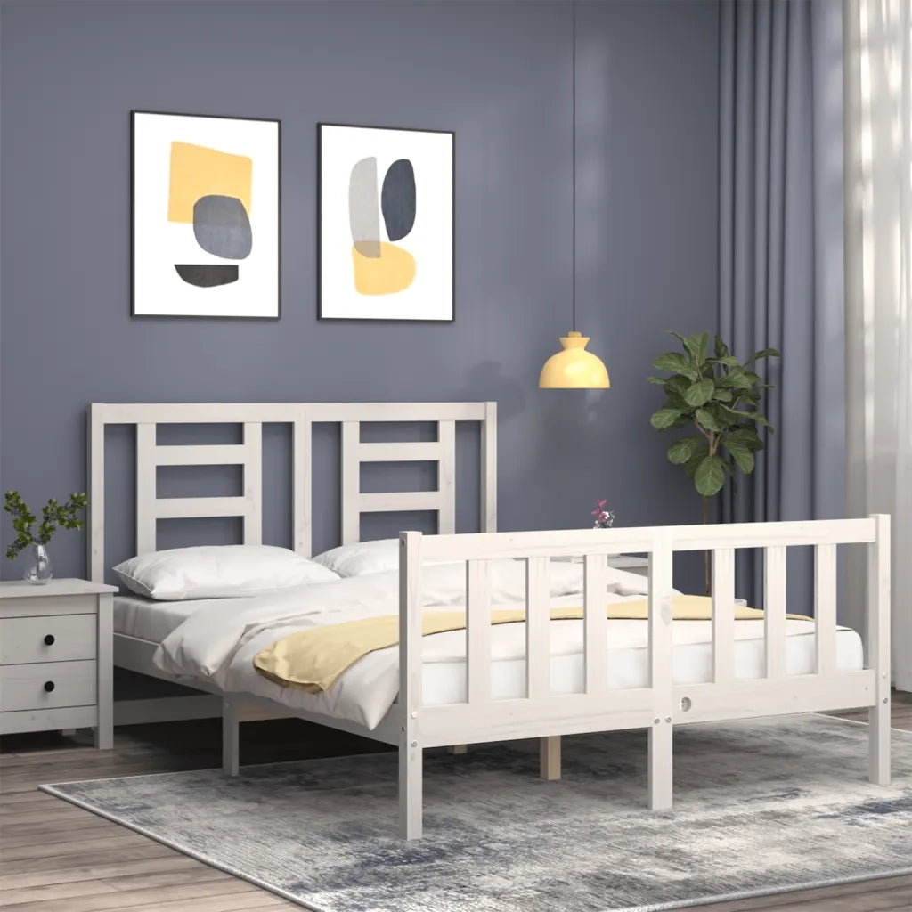 Giroletto senza Materasso-Struttura Letto Bianco 120x200 cm Legno Massello Pino 822160