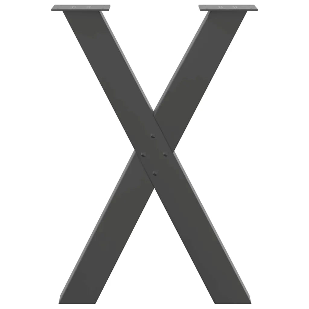 Gambe per tavolo da pranzo a forma di X 2 pz Antracite 60x(72-73) cm Acciaio