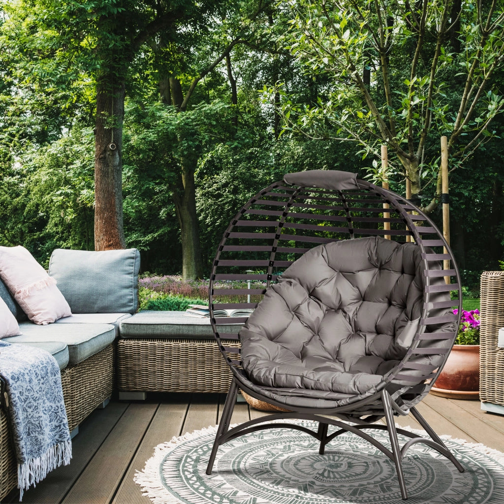 Poltrona da giardino in polyrattan con cuscini ¨C zephmum ¨C marrone sabbia 118x75x139 cm