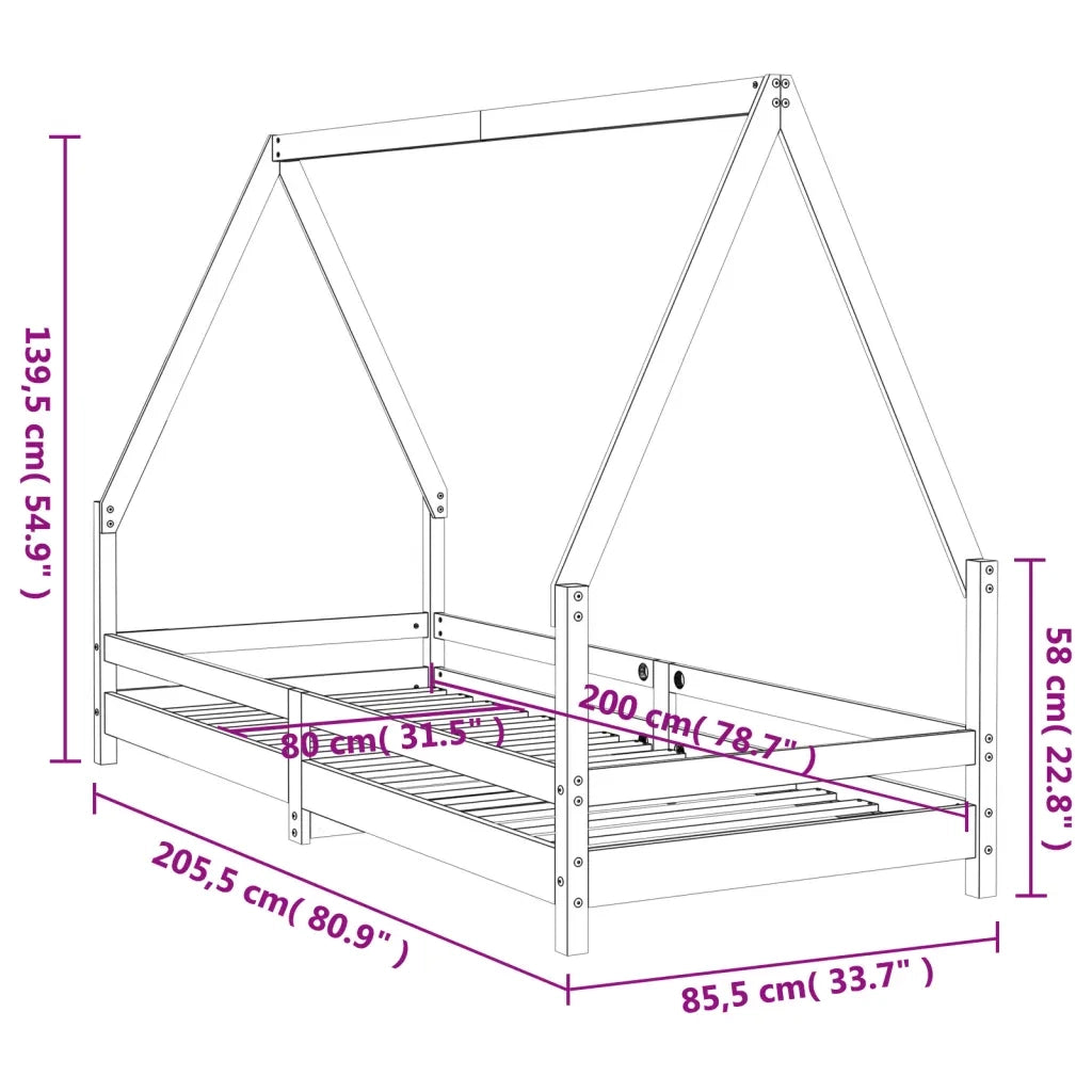 Giroletto per Bambini | Letto Infantile | Lettino 80x200 cm in Legno Massello di Pino