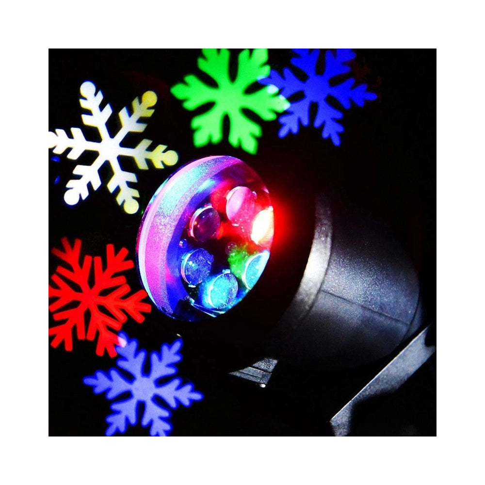 Trade Shop - Proiettore Led Effetto Fiocchi Di Neve Colorati Rgb Addobbi Natale Per Interno -