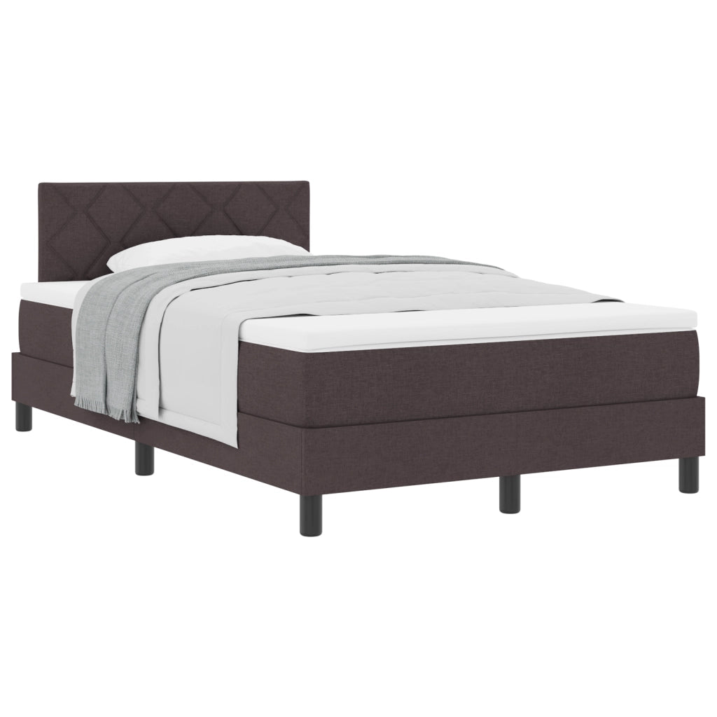 Letto con box spring e materasso marrone scuro 120x200 cm tessuto
