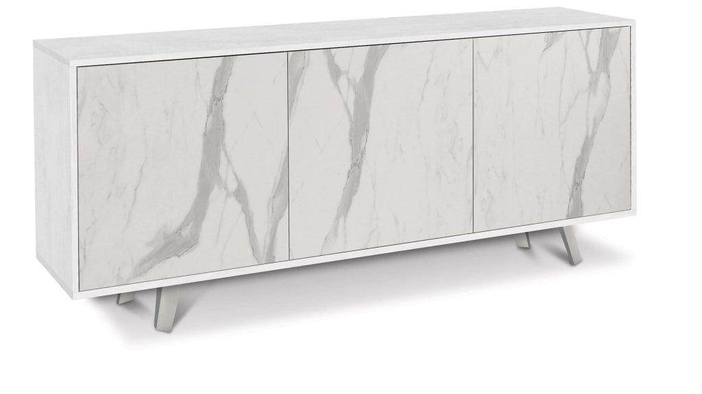 Mobile 3 Ante 177x74x41 cm Ossido Bianco/Marmo Calacatta