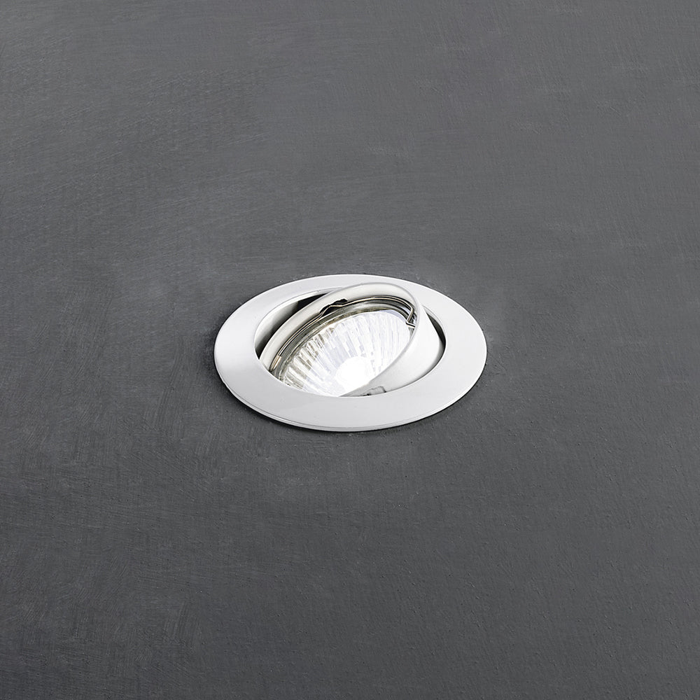 Faretto Incasso Orientabile Contemporaneo Oasis Metallo Bianco Vetro 1 Luce Gu10