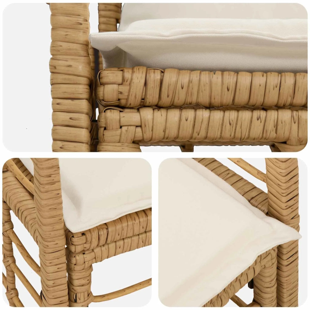 Loveseat da esterno 2 pz Naturale e Bianco Crema polyrattan CFW5817608