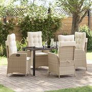 Set da Pranzo da Giardino di 5 Pezzi con Cuscini Beige Polyrattan