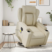 Poltrona Alzapersona Elettrica Reclinabile Crema in Similpelle 3204566