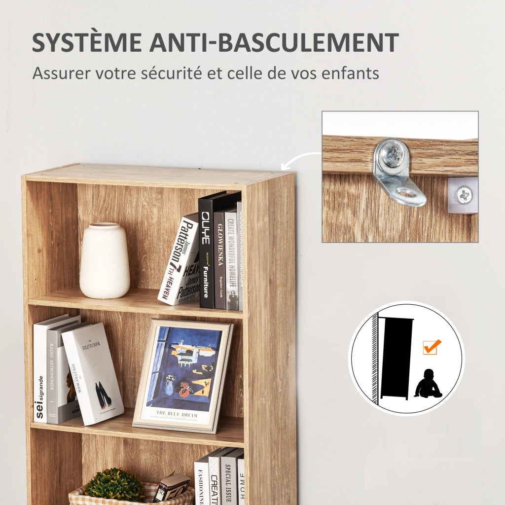 Libreria 5 Livelli Ripiani Regolabili ¨C zephmum ¨C Legno Naturale 63x29x176