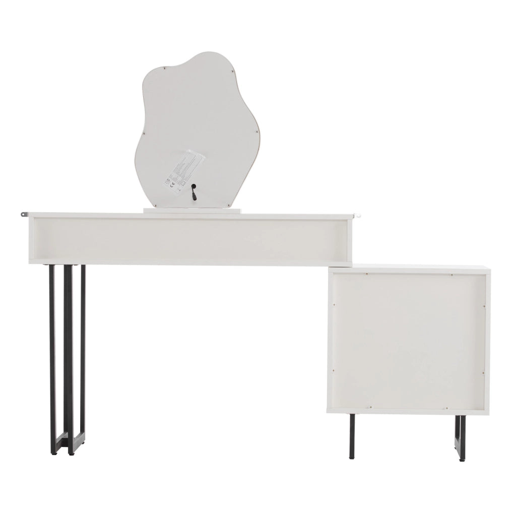 Toeletta con specchio LED dimmerabile, 5 cassetti e piano da 100 x 40 cm