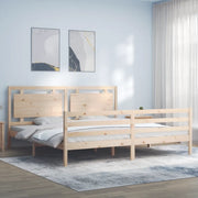 Giroletto con Testiera Super King Size-Struttura Letto in Legno Massello 627006