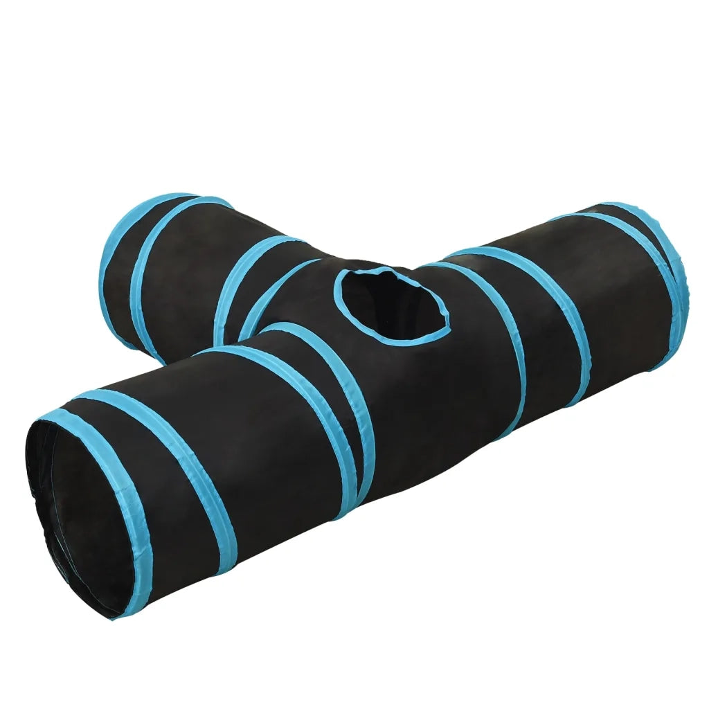 Tunnel per Gatti a 3 Vie Nero e Blu 90 cm in Poliestere CFW4811101