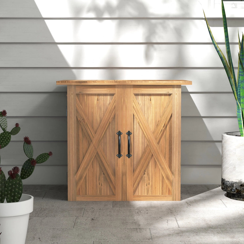 Casetta Box Da Giardino a 2 Ante Stile Country 77x55x72 cm in Legno Marrone