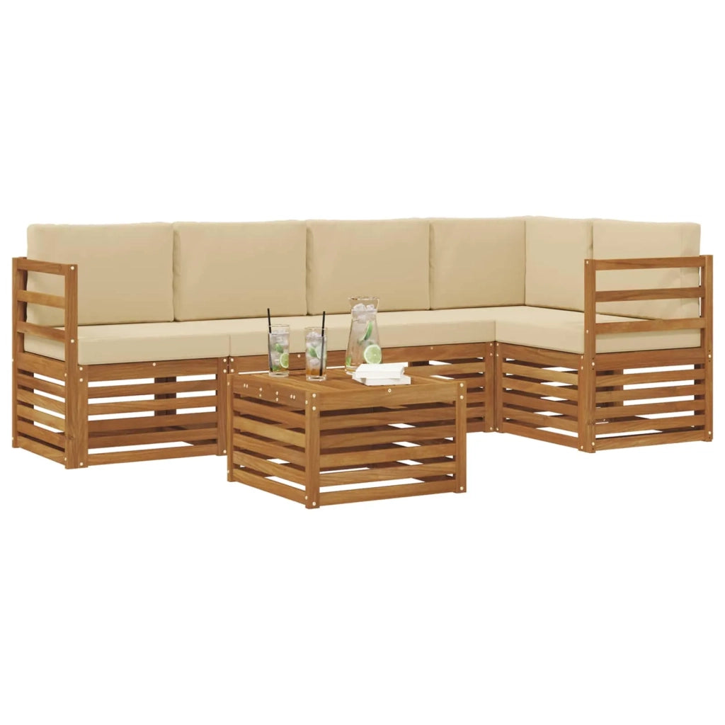 Set divano sezionale con cuscino 6 pcs Naturale e Beige 3374833