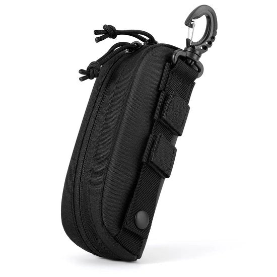 Casella per occhiali - Tessuto Oxford - Portatile e impermeabile - Nero - Ideale per occhiali da lettura e da sole - Perfetto per uso outdoor e quotidiano