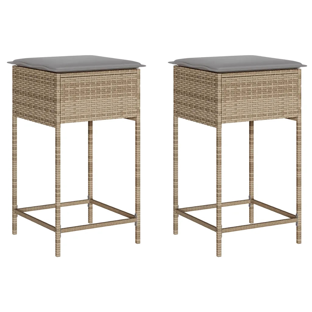 Sgabelli da Bar con Cuscini 2 pz Beige in Polyrattan CFW5917342