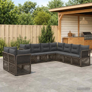 Set Divano da Giardino 9 pz Grigio polyrattan 3434264