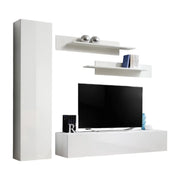Mobile TV FLY G1 design, colore bianco lucido. Mobile sospeso moderno e alla moda per il tuo soggiorno.