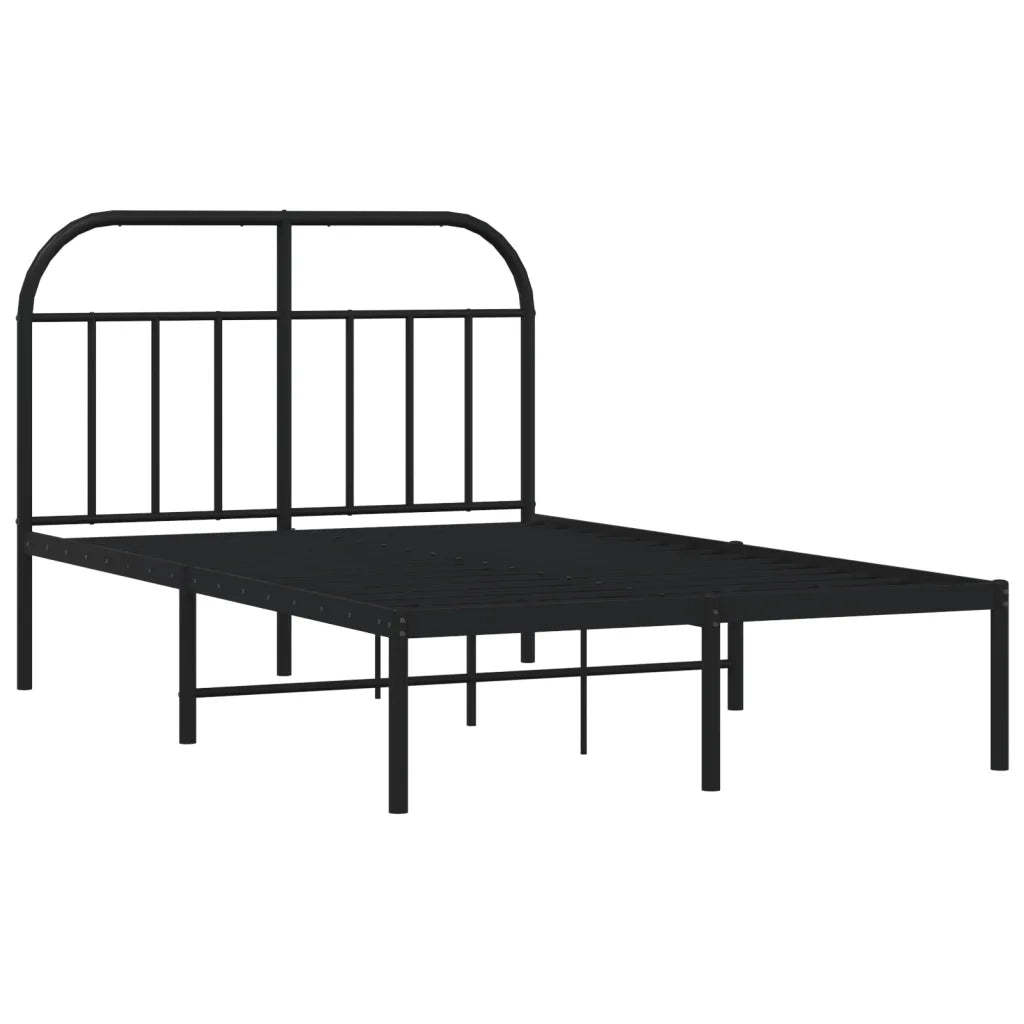 Letto matrimoniale | Letto per adulti | Giroletto con Testiera in Metallo Nero 120x190 cm