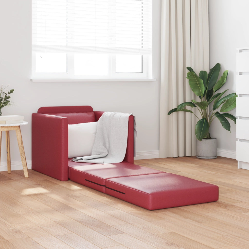 Divano Letto 2-in-1 Rosso Borgogna 74x77x81 cm Ecopelle