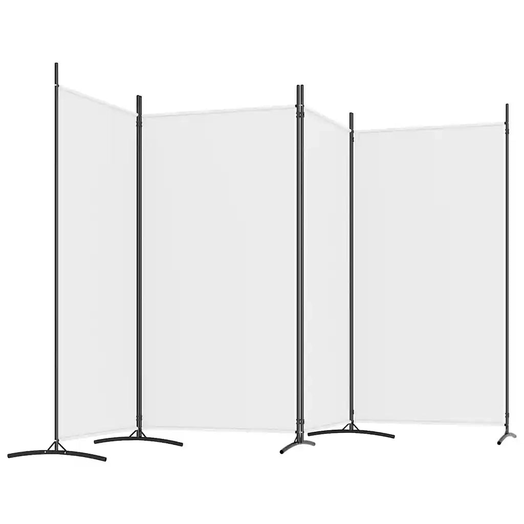 Divisorio Ambienti | Divider per stanze | Paravento a 4 Pannelli Bianco 346x180 cm Tessuto