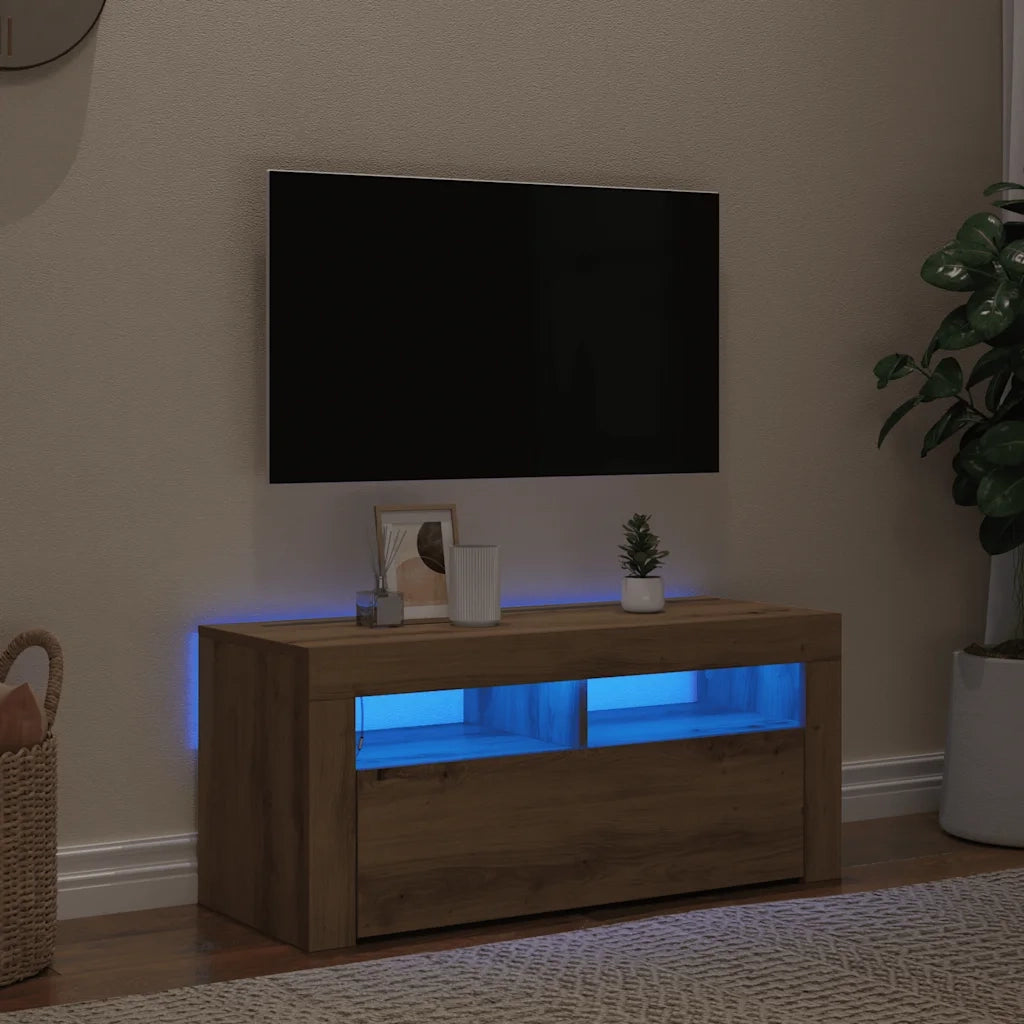 Mobile Porta TV con LED Artigianale 90x35x40 cm Multistrato
