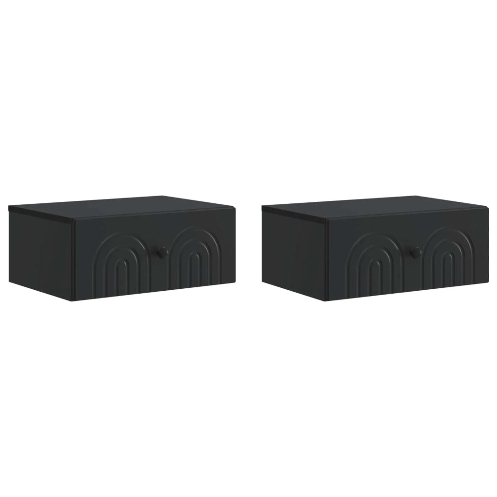 Set di 2 Comodini | Armadio da Notte | Mobiletto da notte a muro Nero 49 x 34,5 x 20 cm