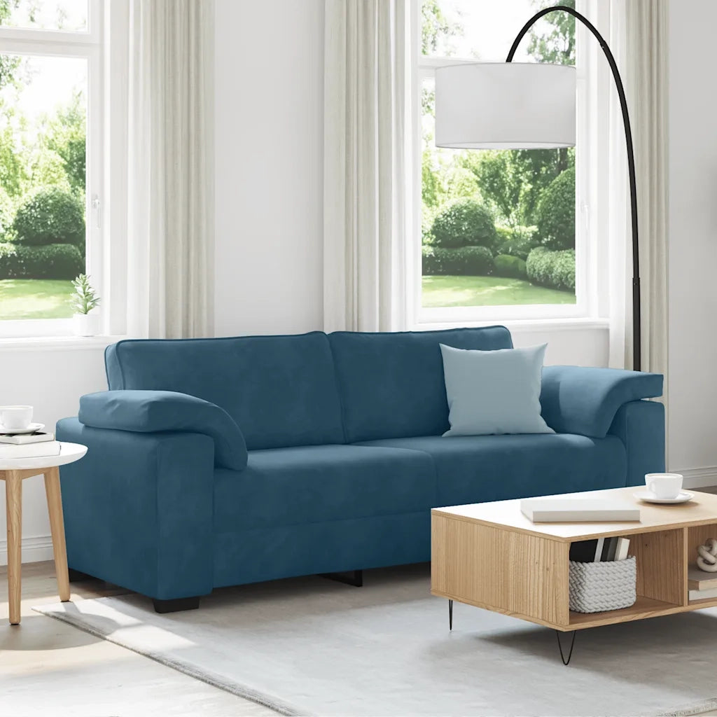 Divano a 3 Posti Blu 178 cm in Velluto
